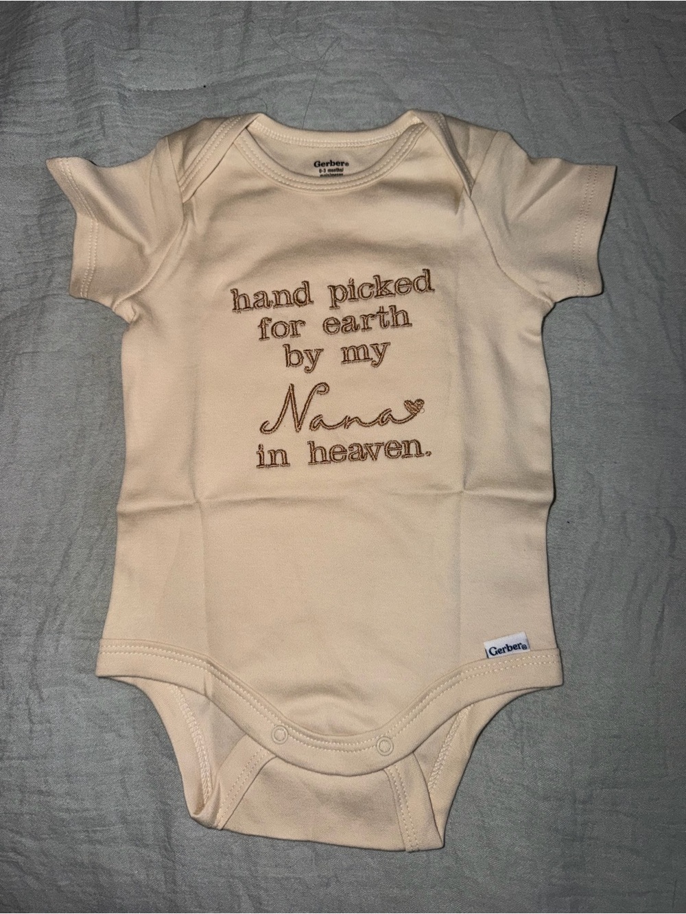 Gerber Cream 'Hand Picked for Earth by My Nana' Baby One-Piece